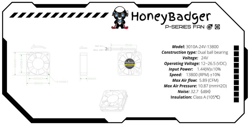 HoneyBadger Performance Series 3010 Axial Fan