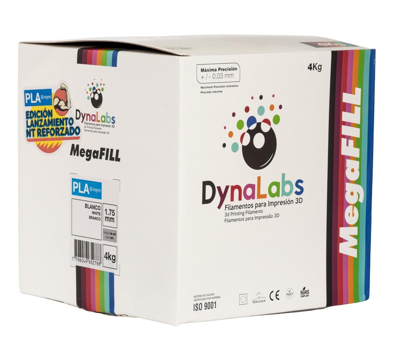 Dynalabs Megafill PLA Basic Filament 1.75mm 4kg - White