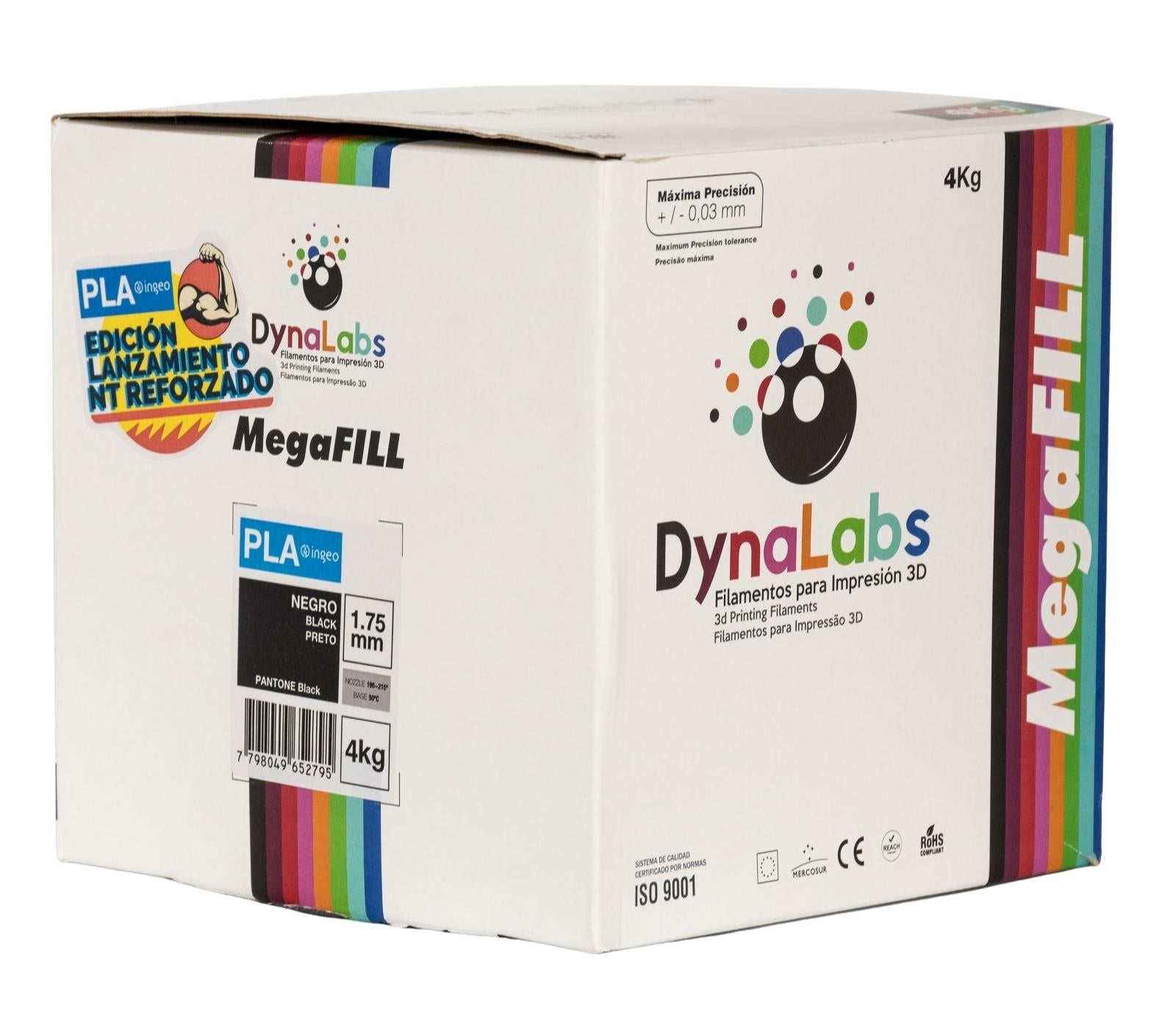 Dynalabs Megafill PLA Basic Filament 1.75mm 4kg - Black