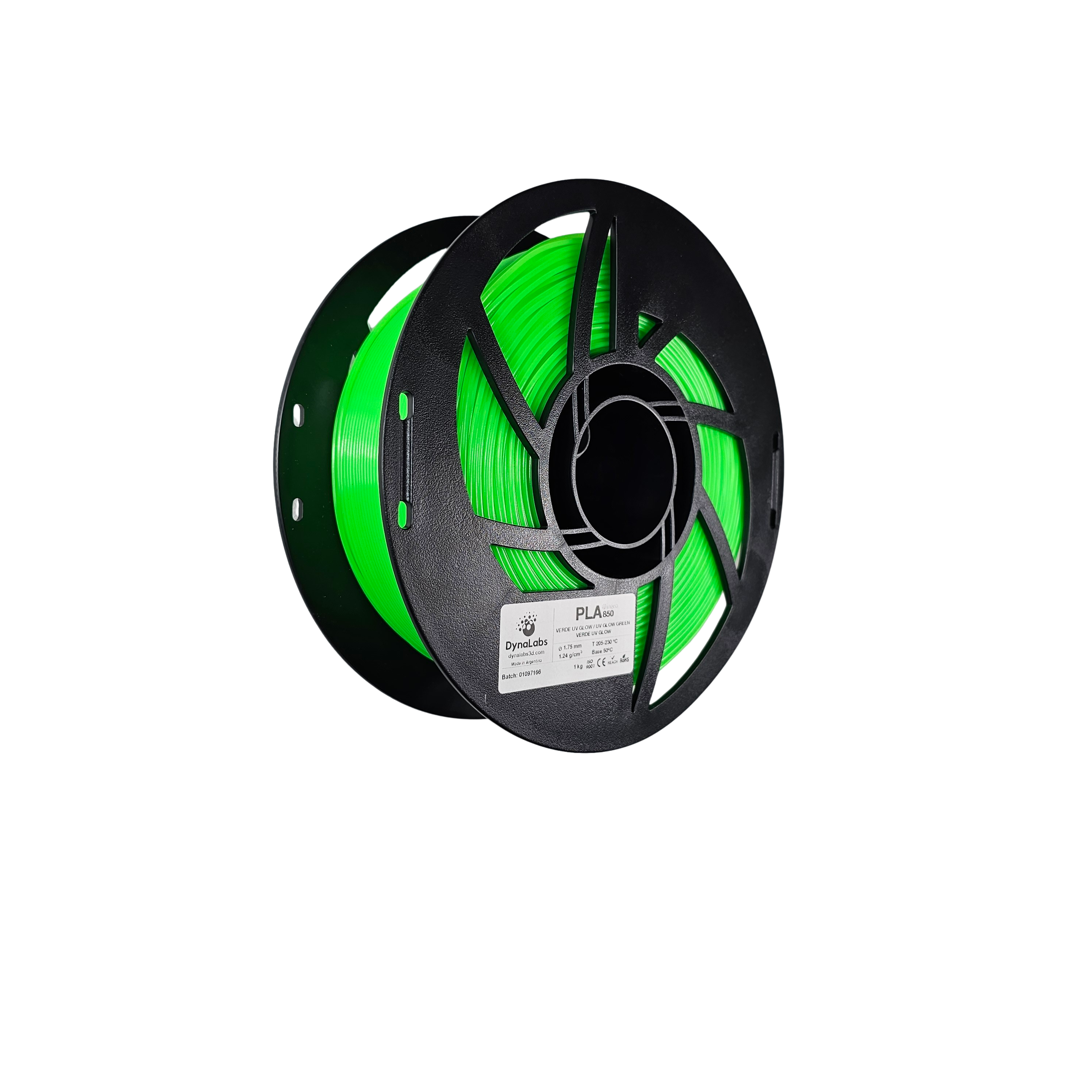 Dynalabs PLA 850 Filament 1.75mm 1kg - UV Glow Green