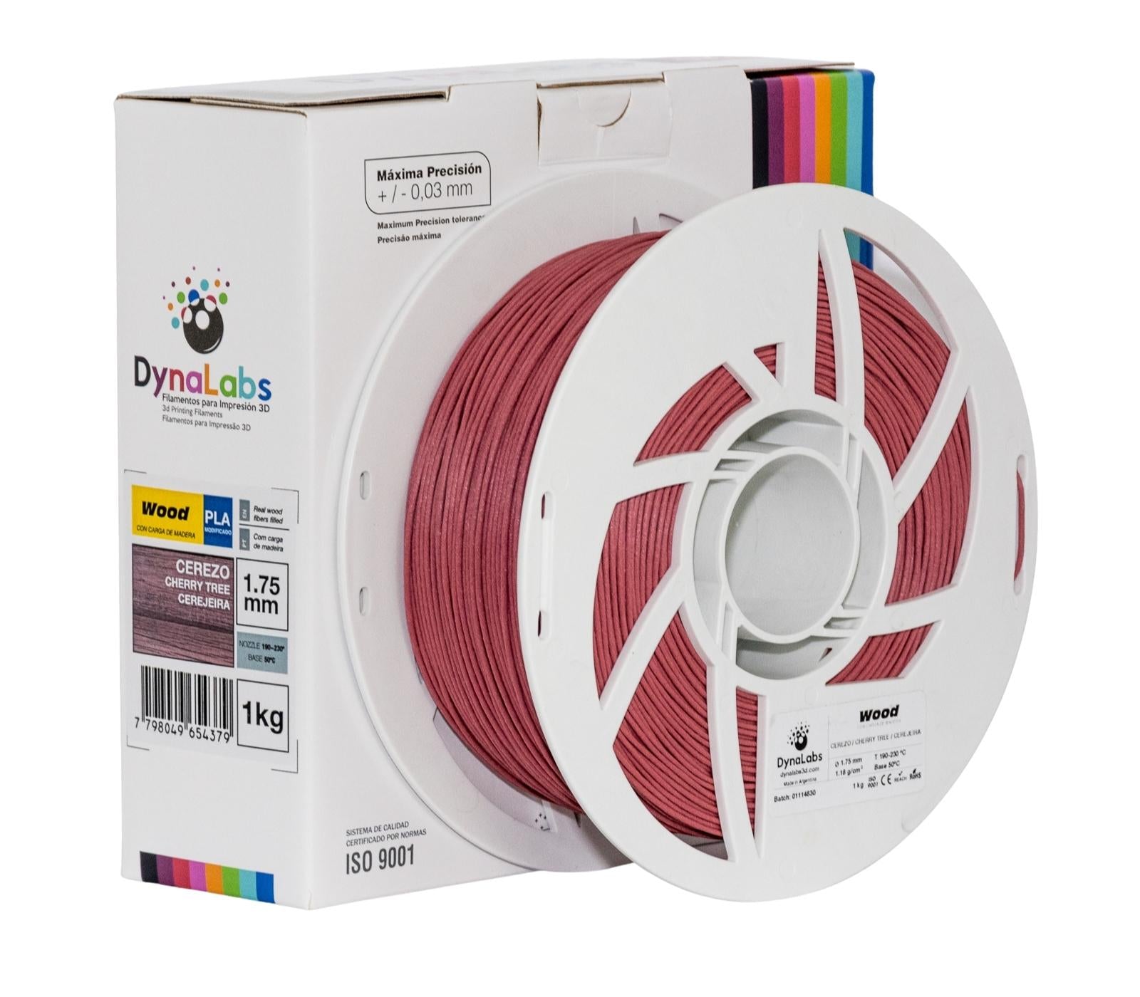 Dynalabs PLA Wood Filament 1.75mm 1kg - Cherry