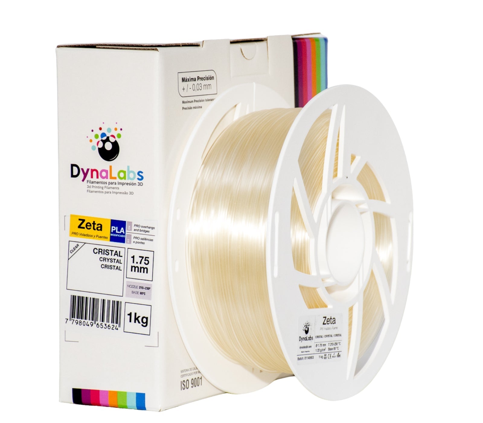 Dynalabs PLA Zeta Filament 1.75mm 1kg - Clear Crystal