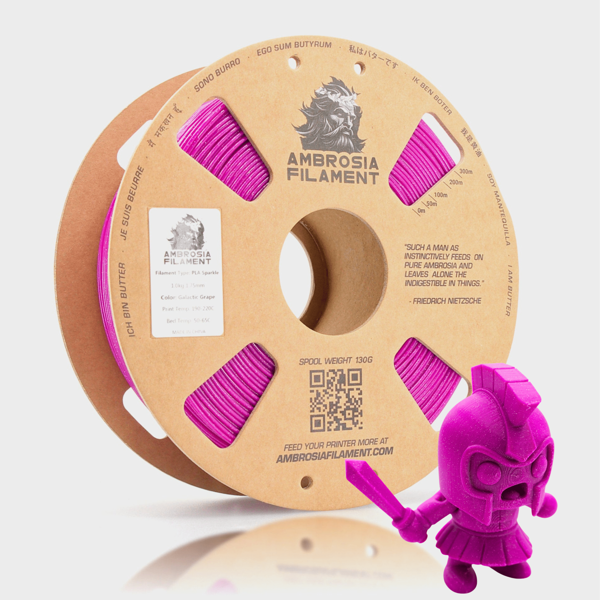 AMBROSIA Galactic (Sparkle) PLA Filament of the Gods - 1KG Bambu AMS Friendly Cardboard Spools Premium 3D Printing Filament