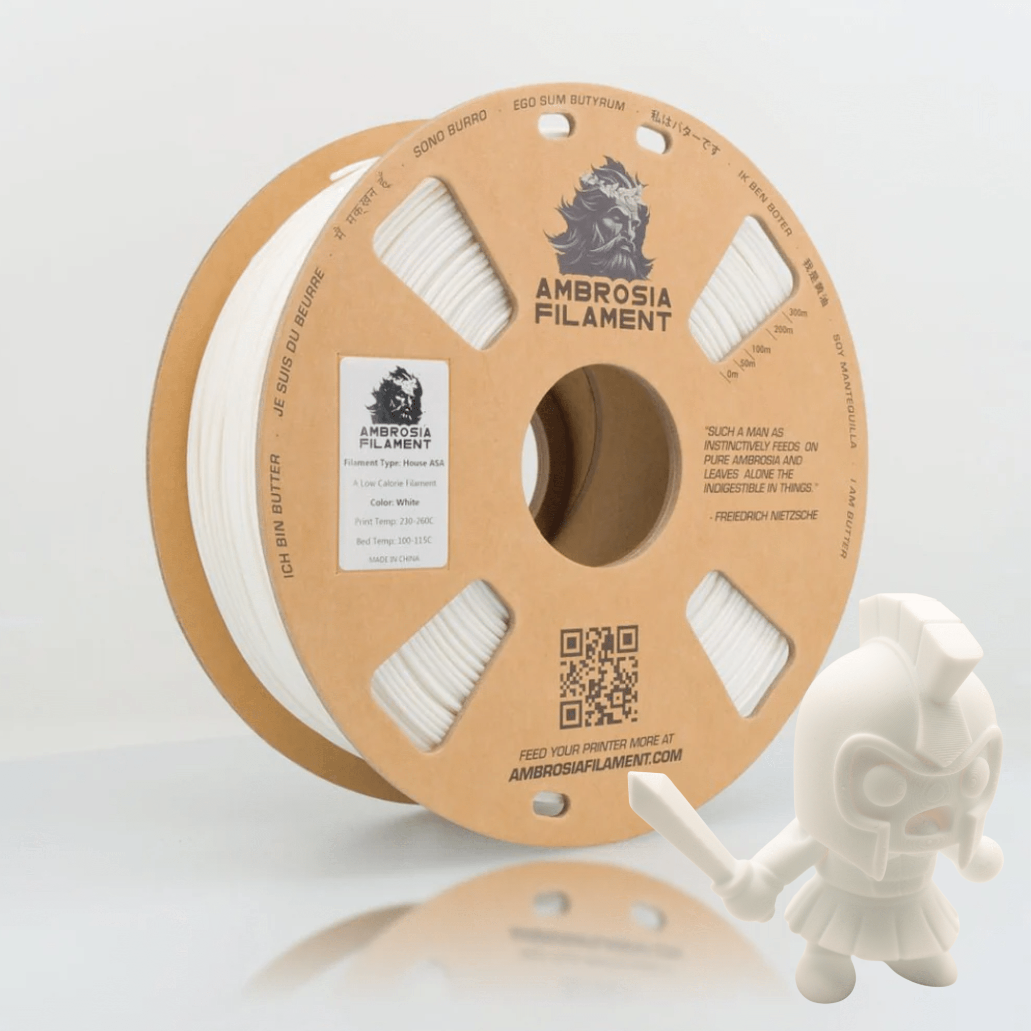 AMBROSIA PLA Filament of the Gods - 1KG Bambu AMS Friendly Cardboard Spools Premium 3D Printing Filament