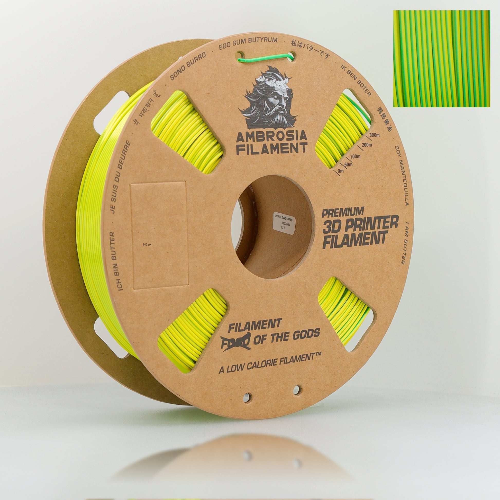 AMBROSIA SILK PLA Filament of the Gods - 1KG Bambu AMS Friendly Cardboard Spools Premium 3D Printing Filament