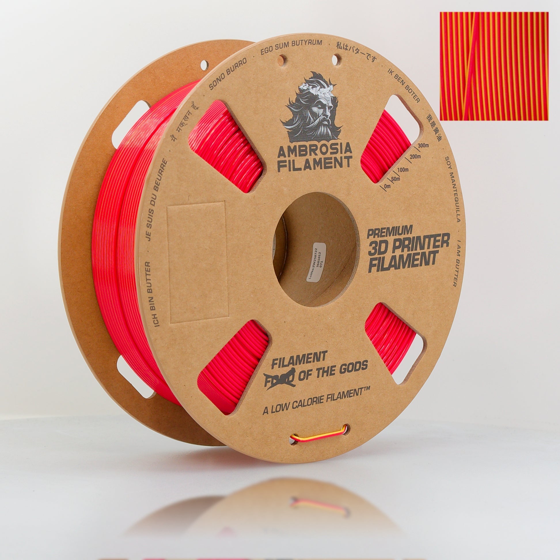 AMBROSIA SILK PLA Filament of the Gods - 1KG Bambu AMS Friendly Cardboard Spools Premium 3D Printing Filament