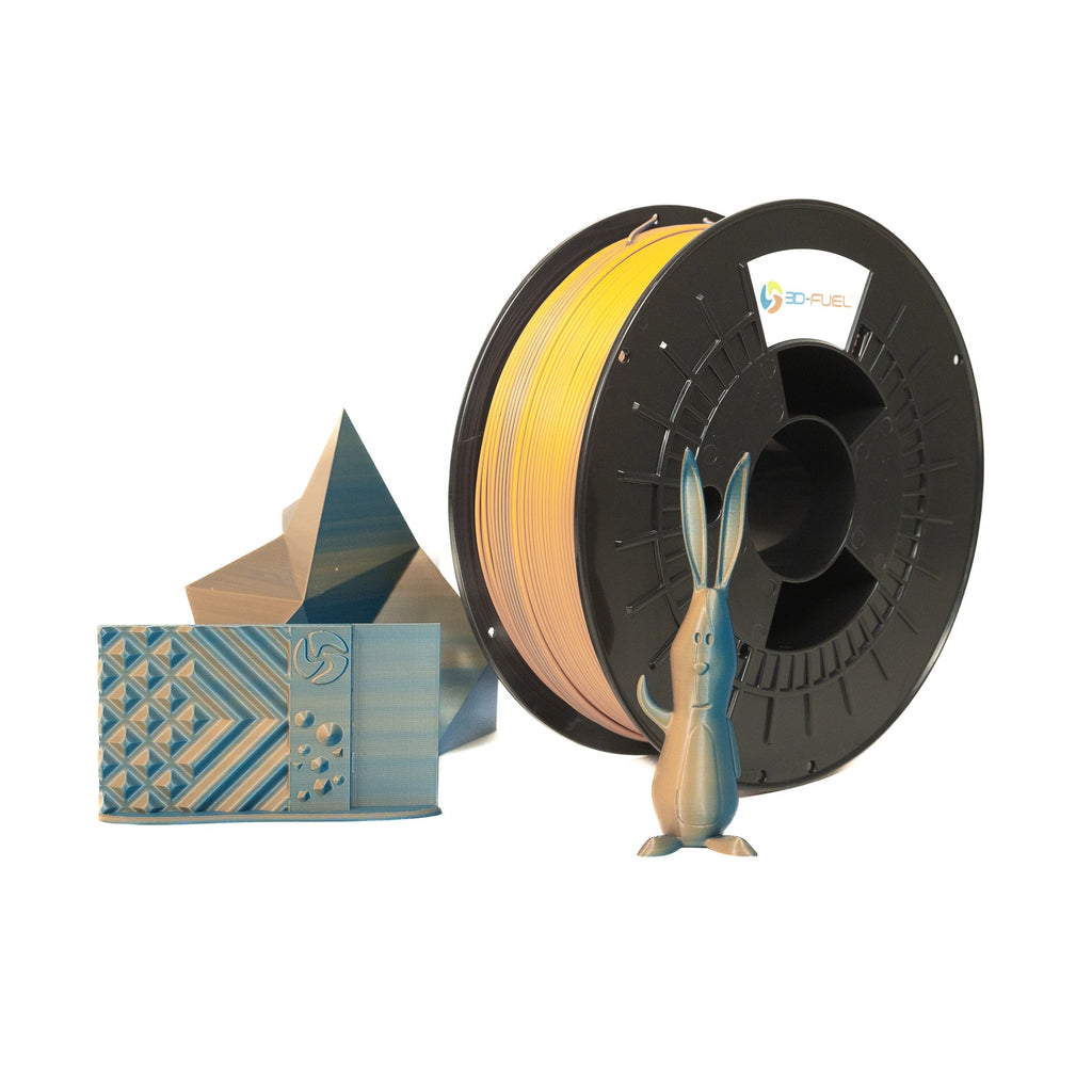 Dual-Color Silk PLA+, Silky Blue Orange Theory, 1.75mm