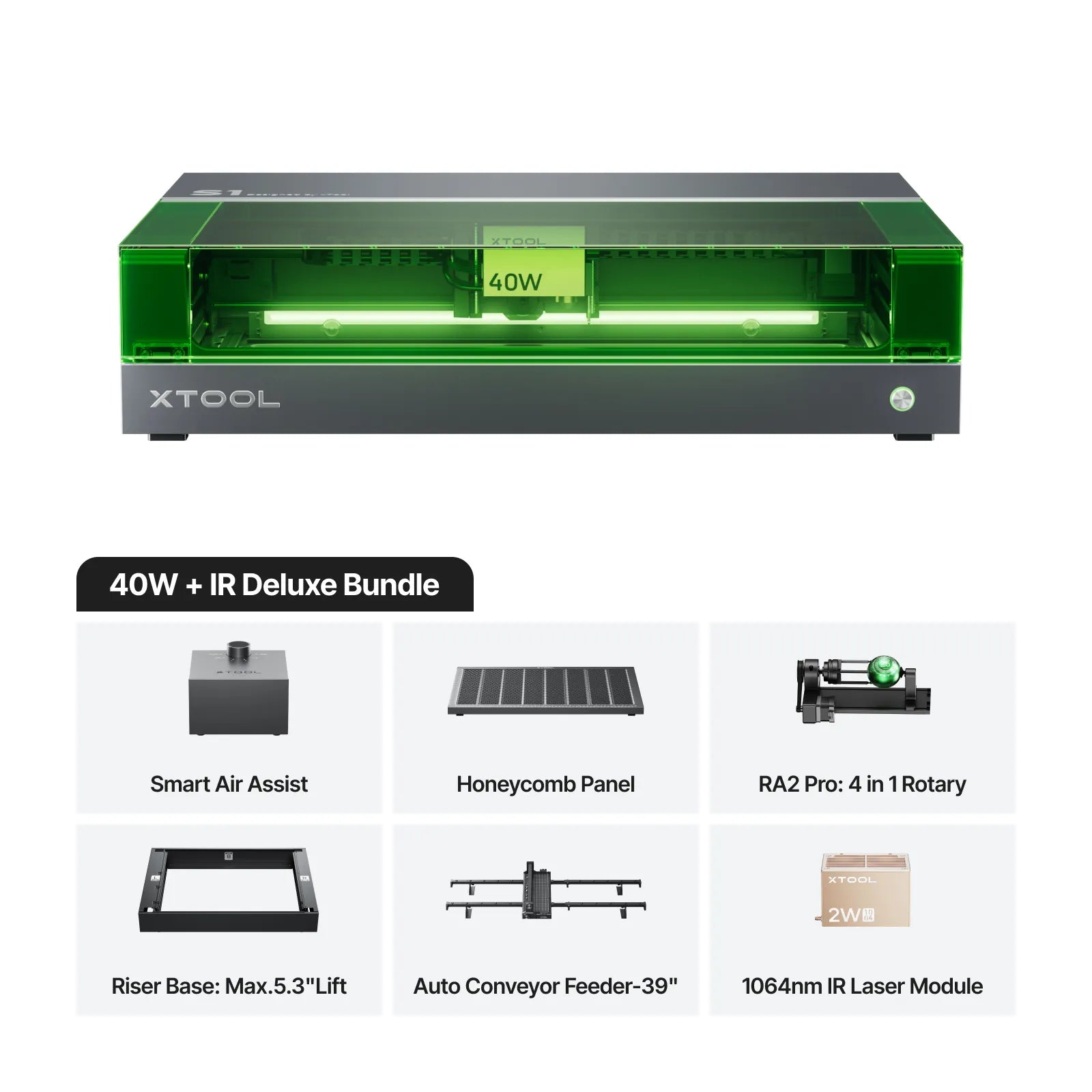 xTool S1 + 1064nm IR Laser Kit: Enclosed Diode Laser Engraver & Cutter