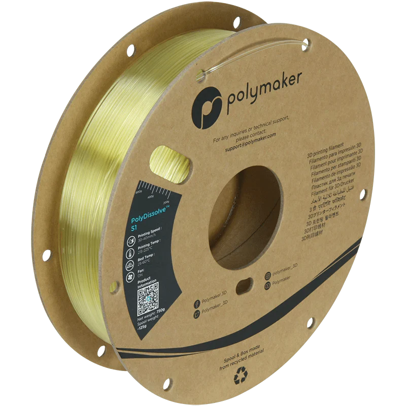 Polymaker PolyDissolve S1 (PVA) Dissolvable 3D Printer Filament For Supports .75KG 1.75mm