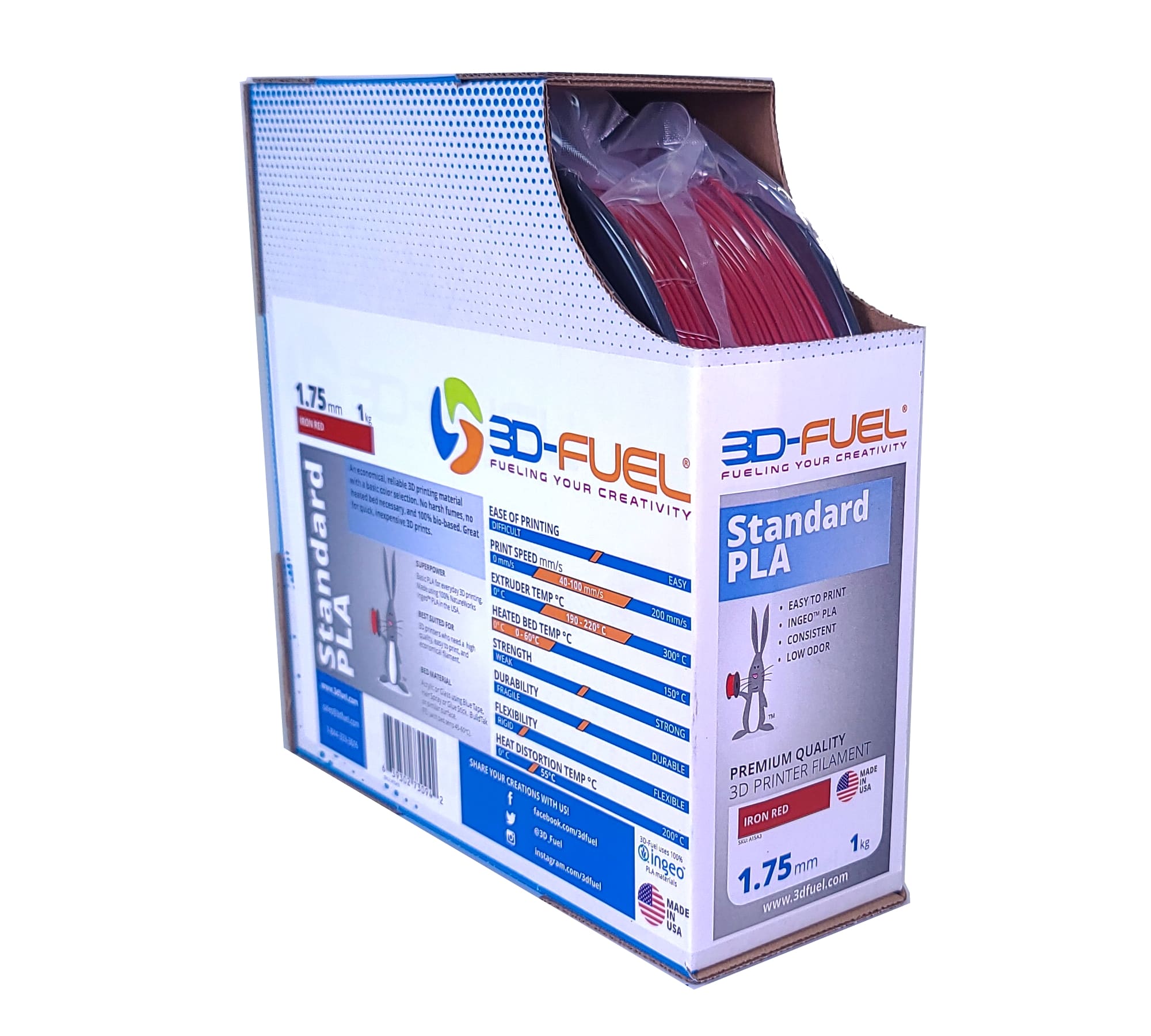 Standard PLA+, Iron Red, 1.75mm