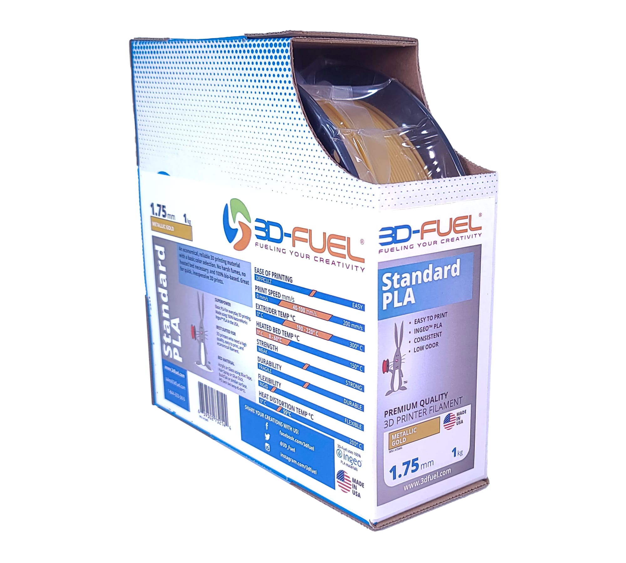 Standard PLA+, Metallic Gold, 1.75mm