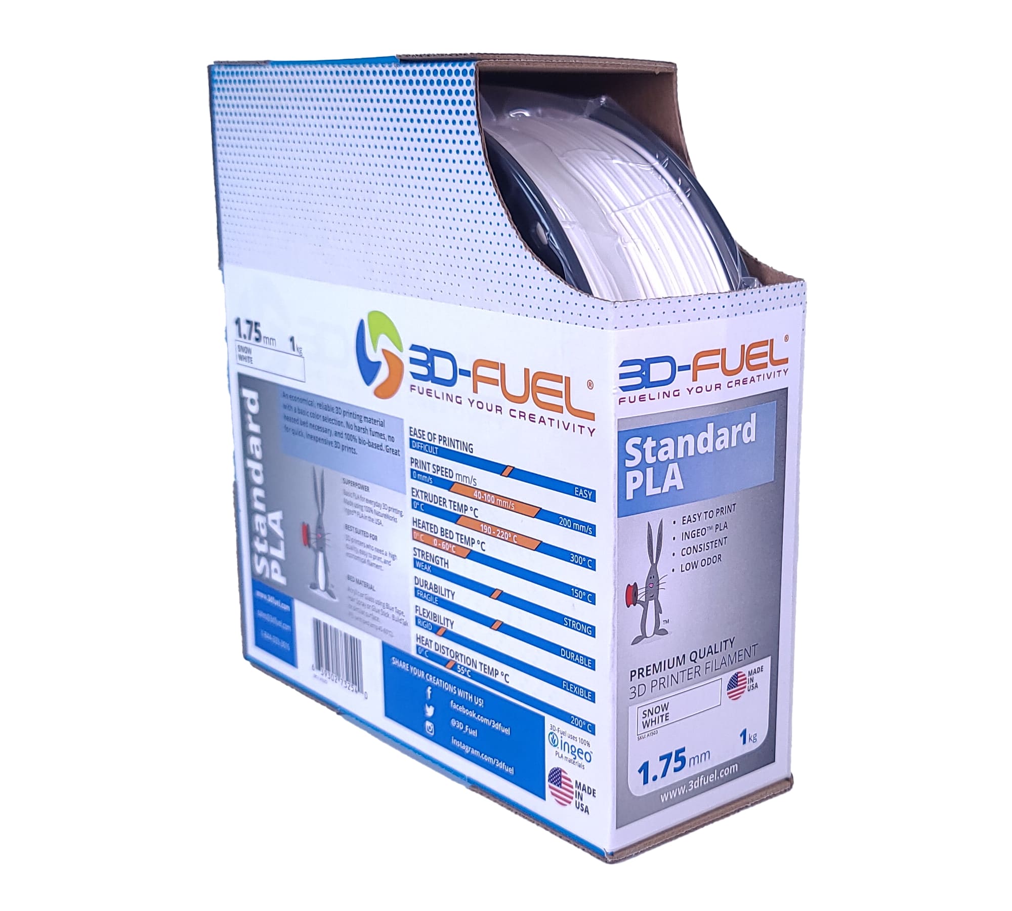 Standard PLA+, Snow White, 1.75mm