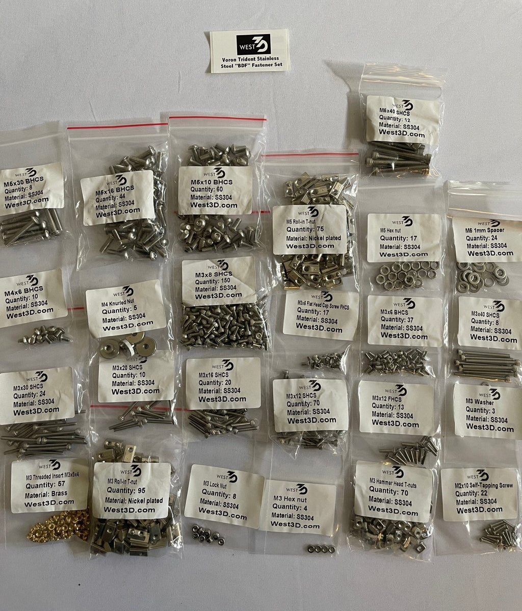 West3D Stainless Steel Fastener Kit for Voron Trident (BDF)
